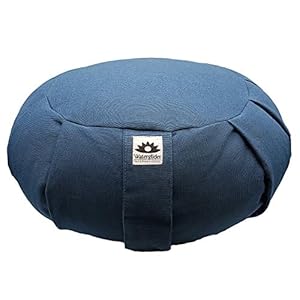Zafu Yoga Meditation Pillow with USA Buckwheat Hull Fill, Certified Cotton