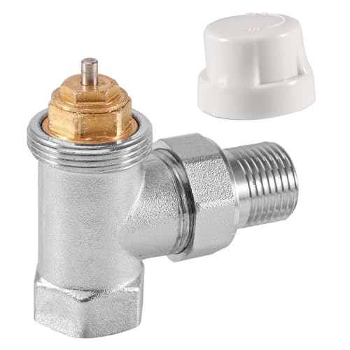 Tulov G1/2 Thermostatventil,Durchgangventil 1/2',Rücklaufverschraubung mit Gewindeanschluss,Heizungsventil,Heizkörperventil,Thermostatkopf Temperatur Regel Ventil für Heizkörper,Heizungsregler
