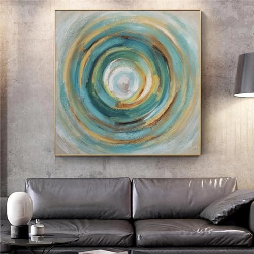 Affiches d'art abstrait nuage vert et tableau contemporain salon 80x80cm sans cadre