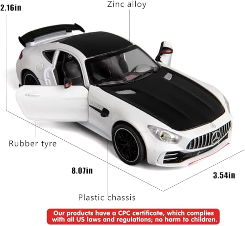 Image of 1:24 Scale Big Benz AMG GTR Toy Car|Metal Pullback Diecast Car for Kids with Openable Doors, Sound|Light Effects Toy for Car Enthusiasts|Color As Per Available,green
