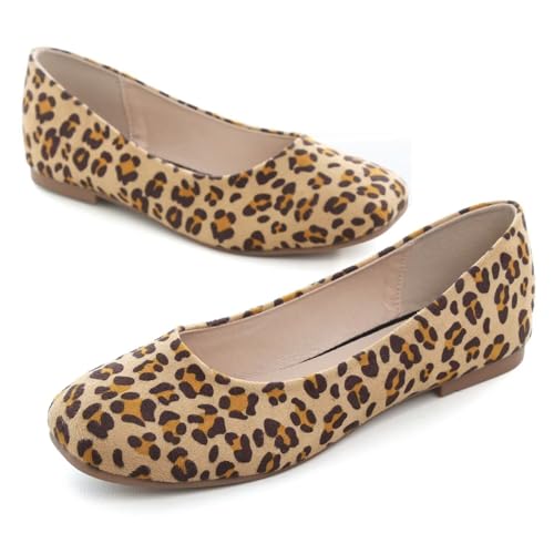 Image of ChaiRong Zhou Women Square Toe Ballets Flats Comfort Slip On Walking Shoes for Driving