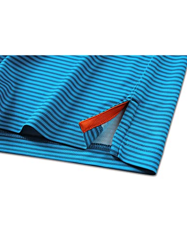 Swisswell Mens Striped Polo Shirts Sports Fan Polo Shirts Athletic Short Seleeve For Golo Tennis Running Hiking (Aqua,L) #TOP5