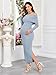 CYCLAMEN Off-Shoulder Maternity Sweater Dress Rib Knit Long Sleeve Dresses with Side Slit Pregnancy Clothes Baby Shower, Light Blue, M