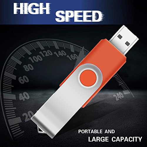 Image of 1GB USB Flash Drive 1PCS, EASTBULL USB 2.0 Thumb Drive Swivel USB Stick Memory Stick Metal Thumb Drive (Orange)