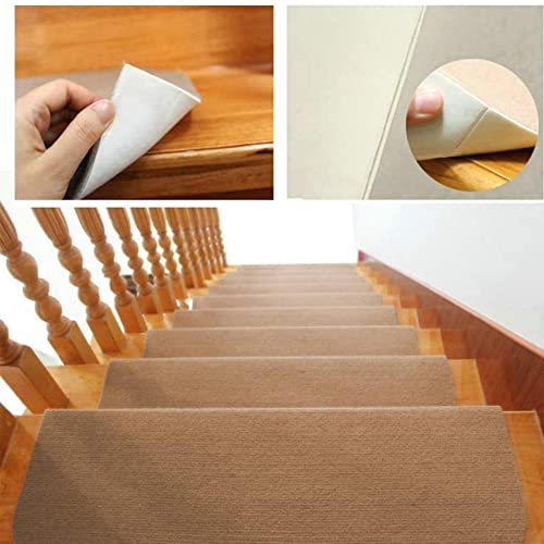 HUOLE Lot de 15 Protection d'escalier, antidérapant et Autocollant - Tapis d'escalier pour intérieur,Naturel Tapis Marche escalier,Marchette escalier Anti...