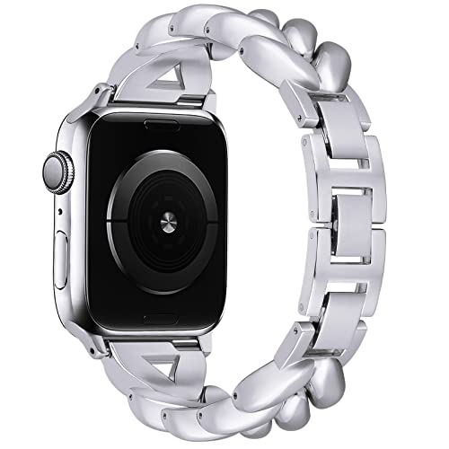 Image of VISOOM Bracelet Compatible for Series 11 /10 /9 /8 /se Apple Watch Band 46 /45 /44 /42 /41 /40 /38mm Series 7 /SE Women Dressy Luxury Wristband Jewelry Metal Watch Strap for iWatch Series 6 /5 /4 /3 /2 /1
