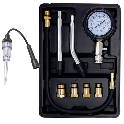 Automotive Compression Tester Kit with Spark Plug Tester TONZACK Engine Compression Tester 0-20 Bar &amp; 0-300 psi Car Compression Tester for Engine Compression Test Measure Car M10 M12 M14 M18(Black)