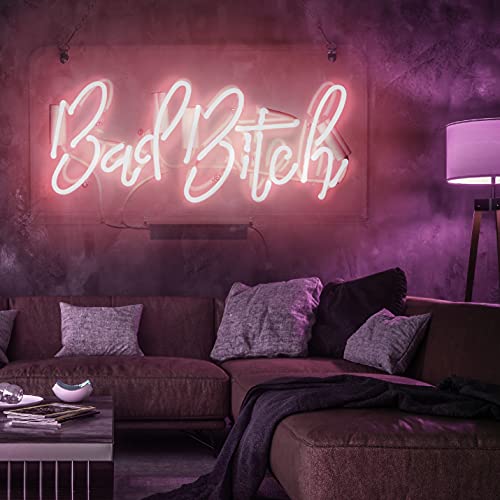 Neon Signs Bad Bitch Neon Light Sign Hanging Neon Sign Pink Neon Lights Neon Wall Sign Neon Lamp Art Decorative Light for Home Bedroom Room Decor Bar Office Halloween Party