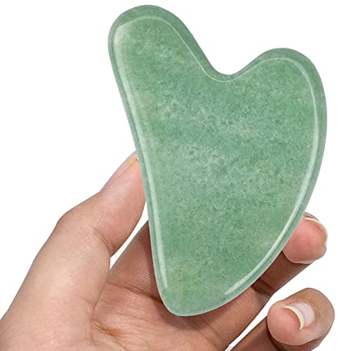 ideayard Aventurine Gua Sha Massage Tool - Certificated Natural Face Sculpting Jade Stone - Guasha Tool for SPA Acupuncture Therapy Trigger Point Treatment (Green)