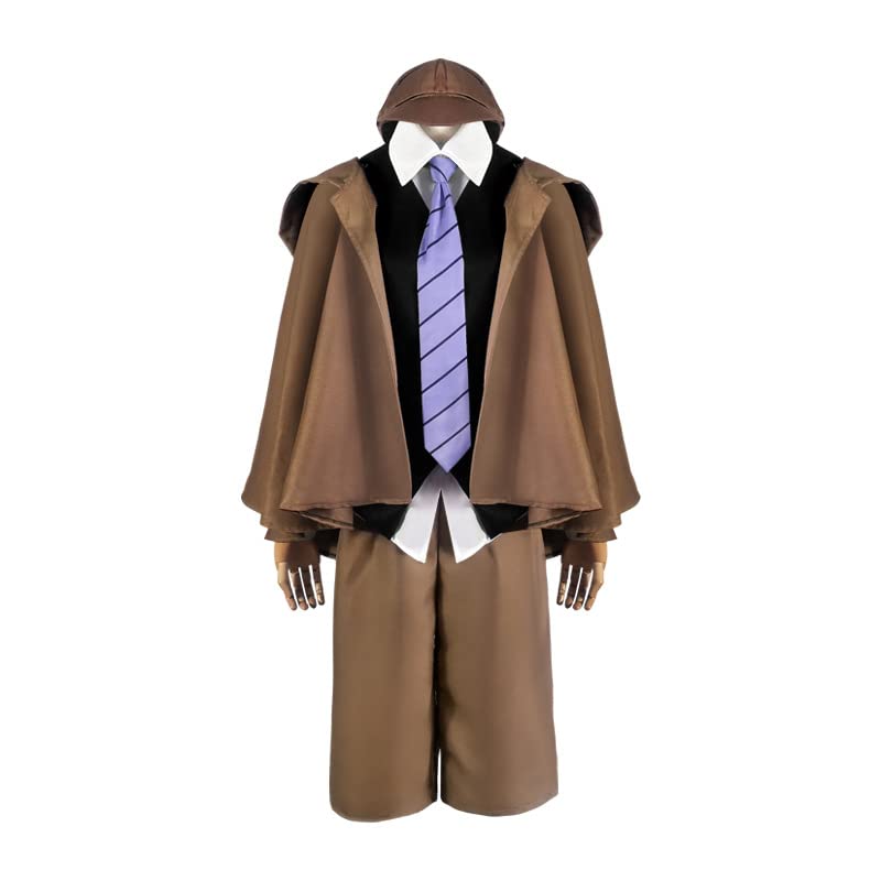 Anjinguang Ranpo Edogawa Costume Dazai Osamu Cosplay Outfit Anime Detective Uniform Dazai Long Sleeve Trench Coat Halloween Full Suit