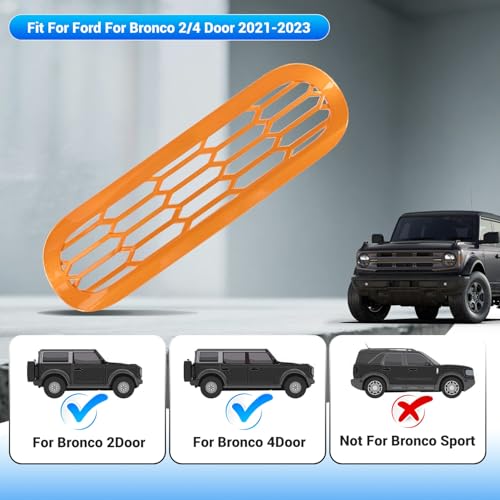 Image of Front Grill Mesh Grille Inserts Cover Frame, Front Bumper Inserts Grill Guard Clip-on Decoration Accessories for Ford Bronco Offroad 2 /4 Door 2021 2022 2023 2024 2025 (Yellow)