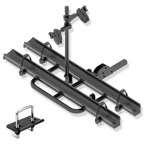 YZONA 2 EBike Rack with Ramp, Heavy Duty 200 Lbs Max Loading for Standard, 2" Hitch Mounted Carrier Bike Racks Platform, Fat Tire and Electric Bicycles, Foldable E-Bike Rack for SUVs Cars Trucks Vans