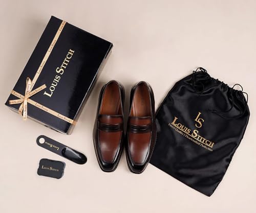 Image of LOUIS STITCH Men's Formal Shoes - Leatherette, Breathable Lining, Moccasins Style | Comfortable for Business, Casual, Parties | Double Tone Finishing (SXMCDS)