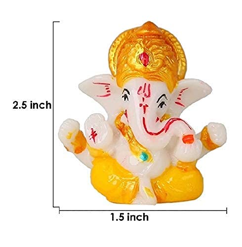 Image of Ganesh Idol for Car Dashboard - Ganpati Statue for Home Decor, Office Desk, Diwali Gifts Polyresin Showpiece