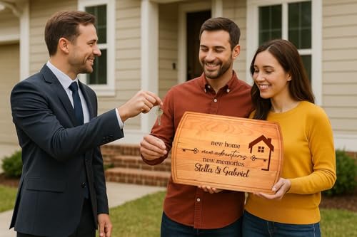Tabla de cortar rectangular de madera personalizada para regalos de cierre inmobiliario miniatura 4