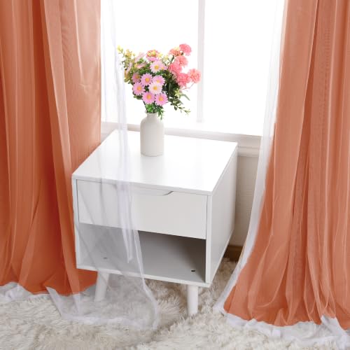 Image of DWCN Orange Blackout Curtains with Sheer Overlay with Tiebacks 63 Inch Long | Mix & Match Double Layer Window Panels for Bedroom Living Room Drape, Grommet Top, 52 inch Wx63 inch L, Burnt Orange, Set of 2
