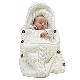 Symphony Wire Newborn Baby Wrap Swaddle Blanket, Kids Wool Knit Swaddle Kids Sleeping Bag Stroller Wrap Sleep Sacks (White)
