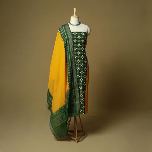 Image of Traditional Odisha Sambalpuri Ikat Cotton Dress Material for Women