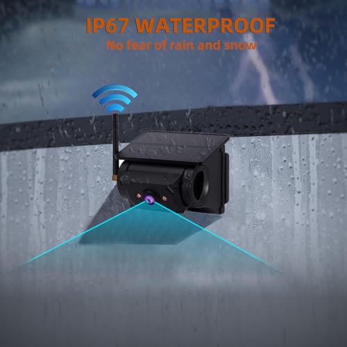 Image of Dual Magnetic Solar Wireless Backup Camera 7 inch Monitor-Max4 Channels DVR Looping 1080P 9600Amh Rechargeable Suitable for Truck Trailer Semi RV Camper Rear View Camera Easy Install (2 Camera)