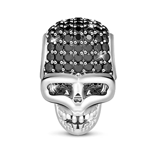 Image of GNOCE Skull Pendant Charm Silver Dangle Charms Bead fit Bracelet /Necklace Jewelry Gift for Women Men