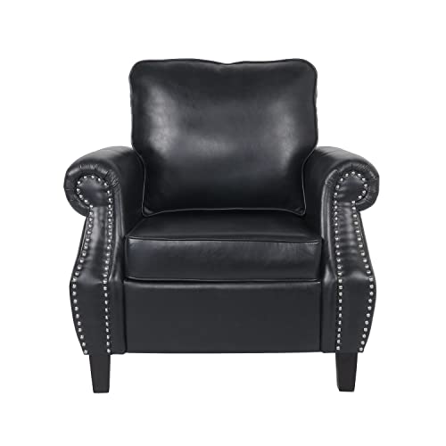 Christopher Knight Home Dowd Club Chair with Nailhead Trim - Faux Leather - Midnight Black/Dark Brown