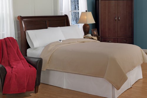LVBT-H2-036SoftHeat by | Luxury Fleece Electric Heated Blanket with Safe & Warm Low-Voltage Technology (Twin, Beige)