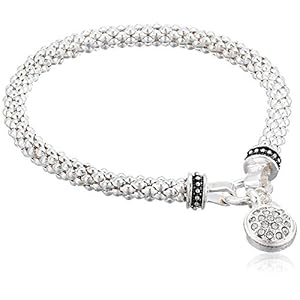 Nine West Women's Silvertone Crystal Pave Circle Stretch Bracelet