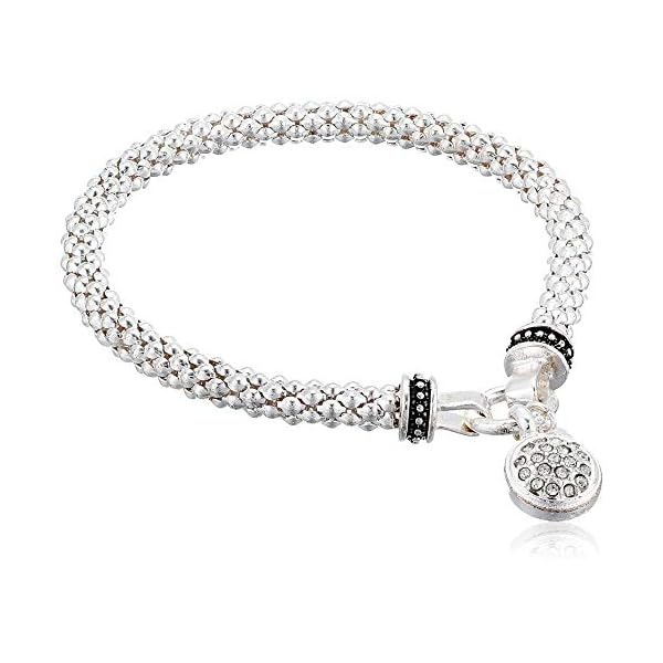 NINE-WEST-Womens-Silvertone-Crystal-Pave-Circle-Stretch-Bracelet Nine West Women's Silvertone Crystal Pave Circle Stretch Bracelet