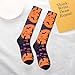 ZGHQHCDRH Halloween Witch Flying Print Adult Stockings Fashionable Contrast Color Design, Stretchy Comfort Fit For Sizes 36-45
