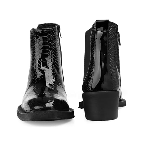 Image of BXXY Men's 2 Inch Block Heel Height Increasing Faux Leather Material, Casual Formal Slip-On Chelsea Boot