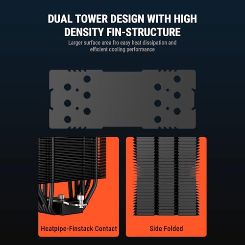 Image of Ant Esports V8 Digital CPU Air Cooler CPU Fan with LED Temperature Display & ARGB|2x120mm FANs| Support Intel - LGA1851 / 1700 /1200 AMD - AM5 / AM4