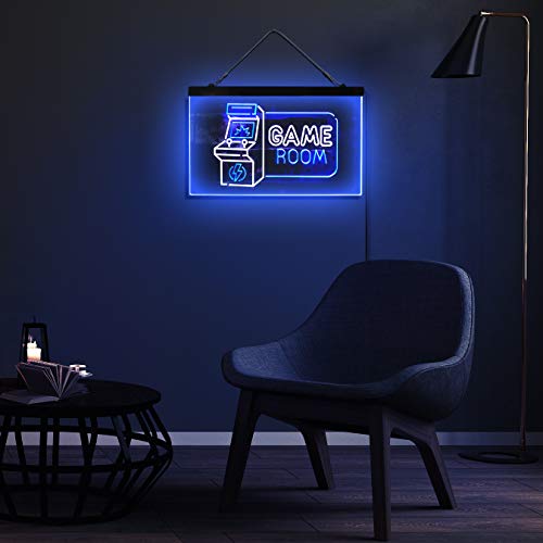 Game Room Arcade TV Man Cave Bar Club Dual Color LED Neon Sign Blue & Red 16" x 12" st6s43-j2850-br