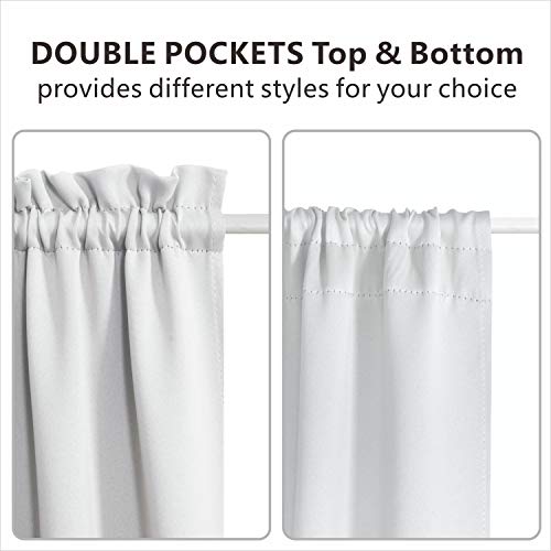 Aquazolax Privacy Curtain for Door Window, Blackout Room Darkening Curtains Draperies with Tieback for French Front Back Kitchen Windows, 54x40 Inch Single Panel, Greyish White - Thumbnail 4