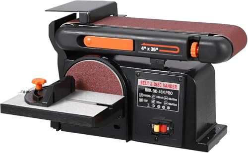 ElfinAura Benchtop Belt & Disc Sander - 1/2HP Motor, 4x36 Inch Sanding Belt & 6 Inch Disc, Cast Iron Base with Bench Mount for Woodworking & Metalworking.