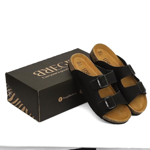 Image of Bregid Men Classic Black Nubuck Sandals | Premium Leather and Cork Footwear | Ergonomic Eva Sole for Daily Comfort and Lightweight Support | Durable Casual Summer Beach Wear for Men