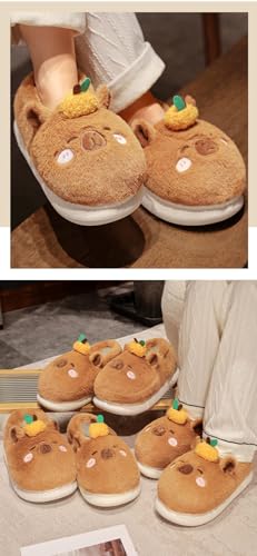 Capybara Plush Slippers - Women's Cute Warm Fuzzy Kawaii Slides Slip-on Swollen Feet Slippers Wide Non-Slip Indoor Outdoor Shoes Flip Flop Cartoon Animal 7