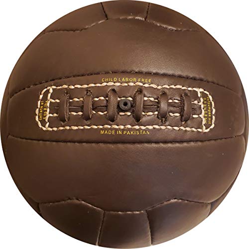 Aafza Sports Soccer Ball - Hand Stitched Size 5 - Brown Genuine Leather 18 Panels Soccer Ball - Old Style Ball #TOP1