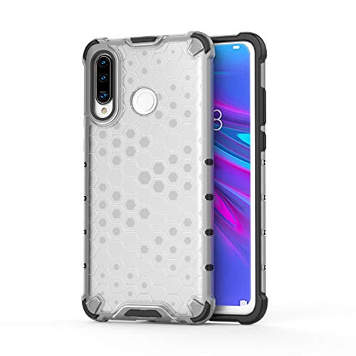 Image of Glasgow | for Huawei Honor P30 LIte Honeycomb Pattern Back Case Cover for Huawei Honor P30 LIte with 4 Bumper Corners and Military Grade Protection - Transparent