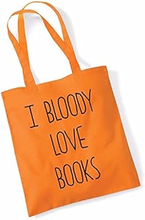 Tote Bag For Women I Bloody Love Books Slogan Print Shopper Shoulder Canvas Bags 100% Cotton