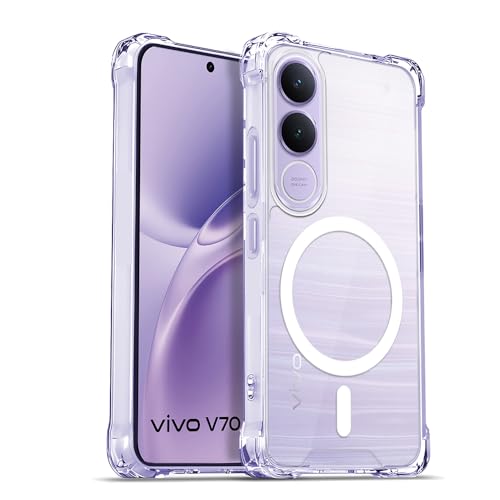 Image of AESTMO Clear Back Cover for Vivo V70 FE 5G | 360 Protection | Transparent Back Cover for Vivo V70 FE 5G (PC + TPU, Compatible with MagSafe Accessories, Transparent Bumper)