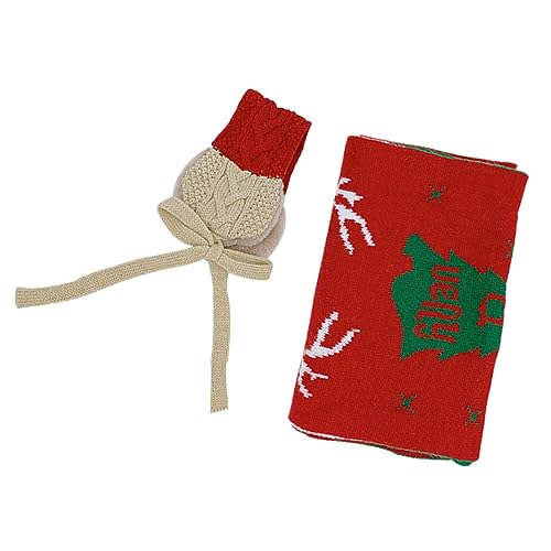 Homoyoyo 2pcs Girl and Warm Scarf Set Adorn Your Boys and Girls Festive Red and Green for Outdoor Activities Holiday for Boys and Girls