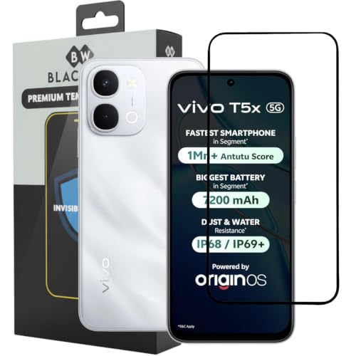 Image of Blackwik Tempered Glass Screen Protector for vivo T5X 5G with Edge-To-Edge Protector Coverage | Easy Installation Kit (Black)