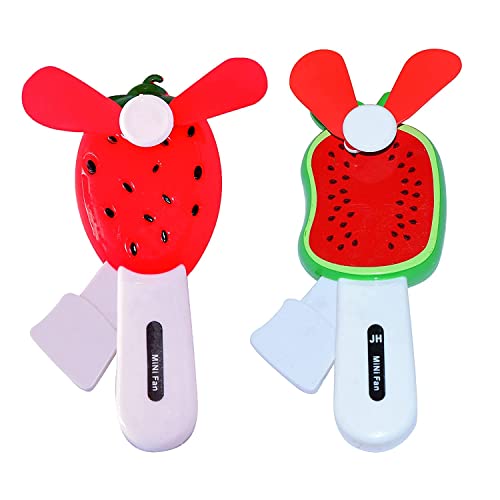 Image of Kids Fruit Shape Portable Hand Press Fan Toy, Fruit And Vegetable Design Handheld Fan, Hand Pressure Mini Fan Toy (Multicolour) (2)