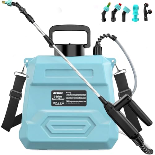 DEGGE Battery Powered Sprayer 2 Gallon, 7.4V Powerful Electric Pump Sprayer, Weed Killer Sprayers...