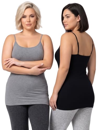 Image of Women's Long Cotton Camisole Spaghetti Strap Tank Top