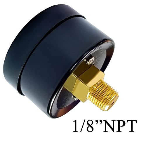 Image of Beduan Air Pressure Gauge for Air Compressor 1-1 /2 inch Dial Center Back Mount, 1 /8 inch NPT,0-200 Psi