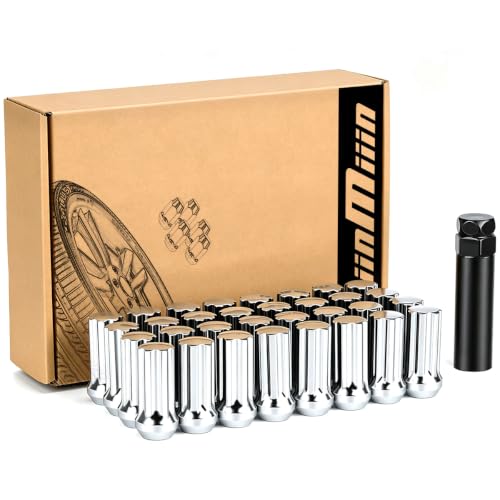 Image of JiiinMiiin M14x2.0 Chrome Lug Nuts with 7 Spline, 2 inch Length,32PCS+1 Key