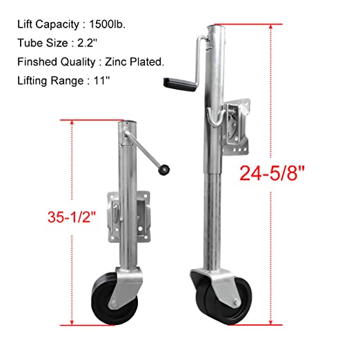 Osemar Boat Trailer Jack With Wheel 1500 Lbs 6" Dual Wheels Swivel #TOP1