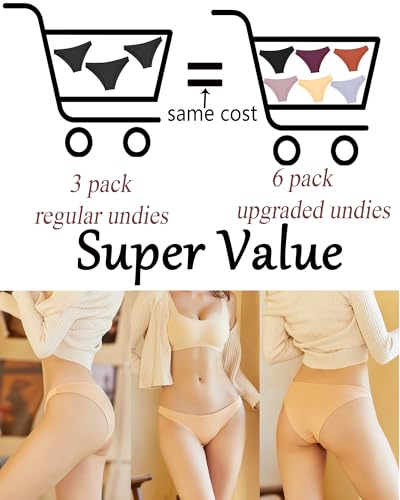 Image of FINETOO 6 Pack Cotton Underwear for Women Cute Low Rise Bikini Panties High Cut Breathable Sexy Hipster Womens Cheeky S-3XL