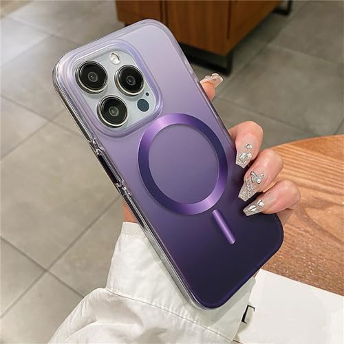 Coque de téléphone magnétique pour iPhone 15 Pro Max rigide translucide dégradé violet mat